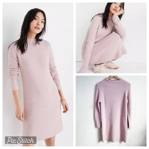 Madewell Northfield Mockneck Sweater Dress in Coziest Yarn Light Pink Size Small